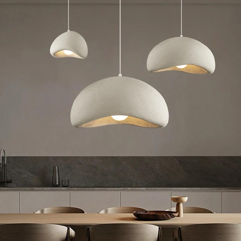 Wabi-sabi Style pendant Hanging Light for kitchen Dining Living Room Cafe Modern Style White Color ( 3 Pieces 1 Set) Size 30cm 40cm 50cm